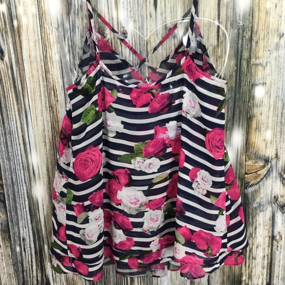 NWOT Guess Navy/Pink Criss Cross Tank Sz. S - Picture 5 of 8